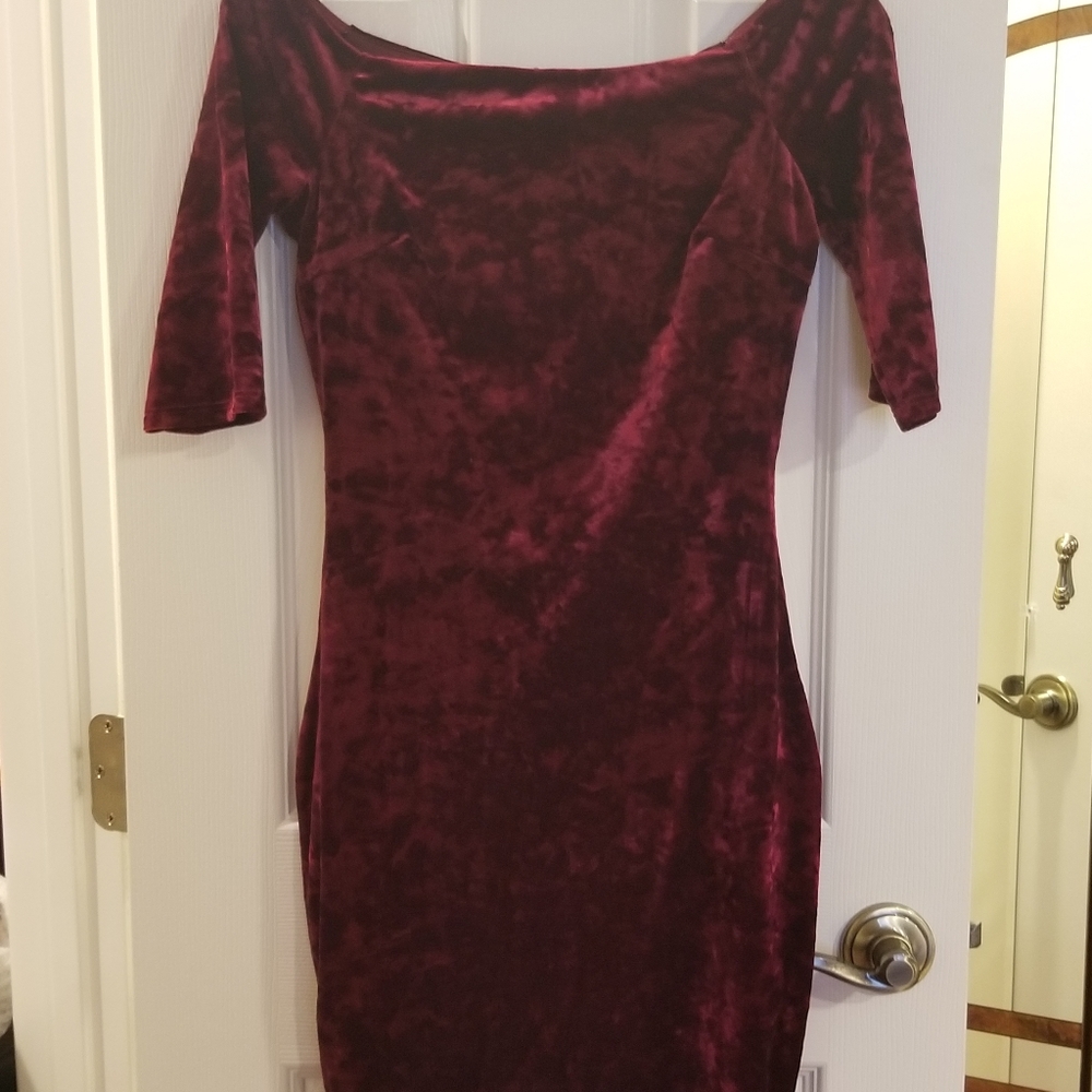 Velvet off shoulder dress